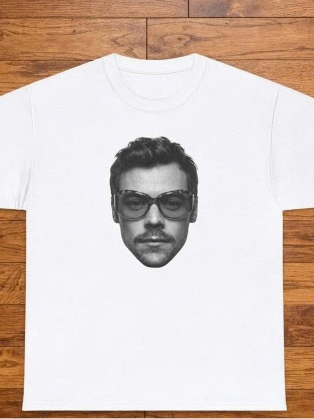 Henry White Short Sleeve Tee with Monochrome Face Print